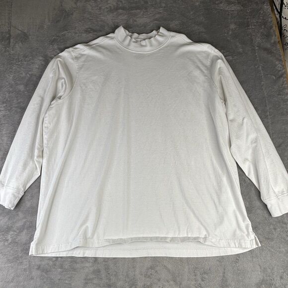 Duluth Trading Co Shirt Mens 3X White Relaxed Fit Pullover Mock Neck Long Sleeve - Picture 2 of 9